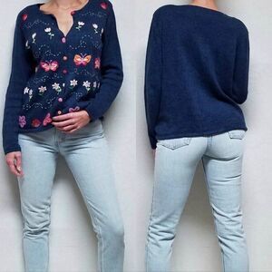 Vintage Y2K tiara blue knit butterfly cardigan